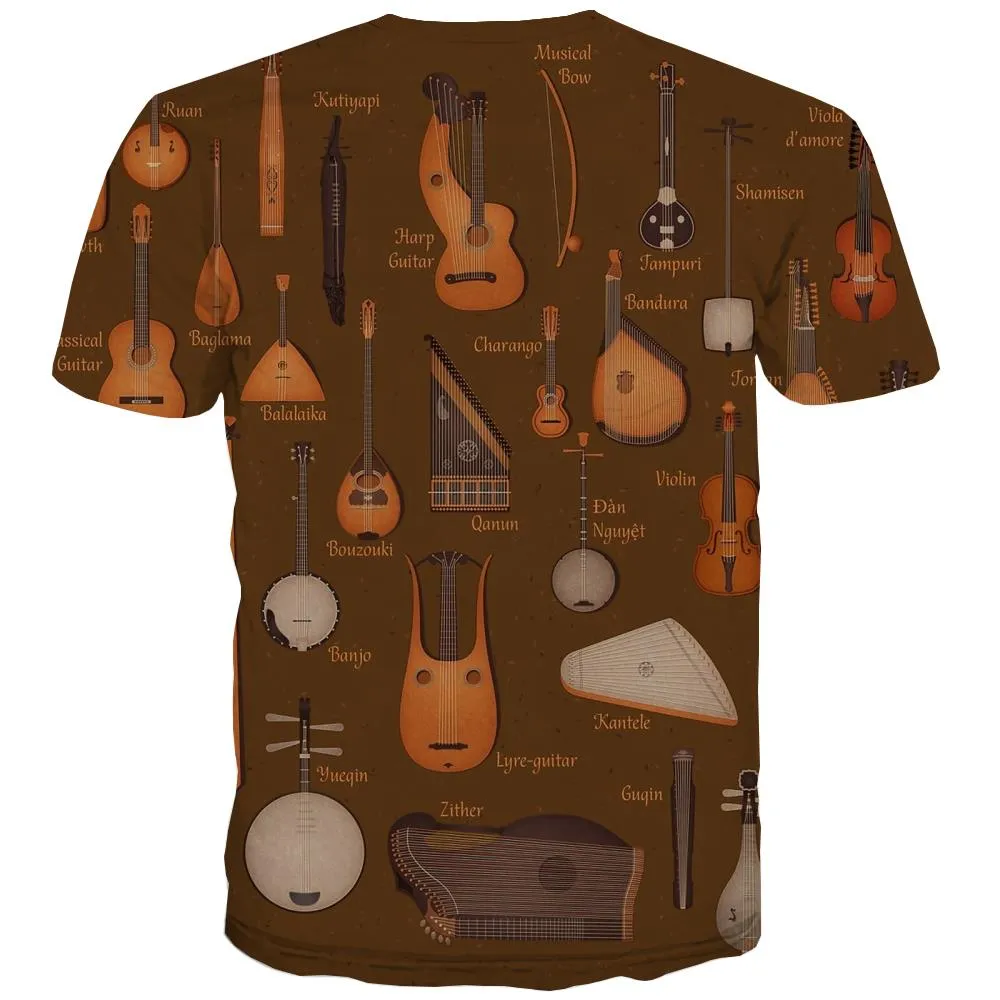 Music T-shirt Men Instrument Tshirt Printed Retro Tshirts Cool Electronic Shirt Print