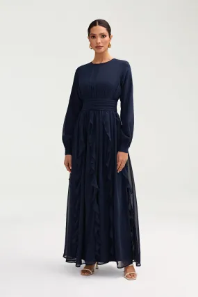 Nesreen Waterfall Chiffon Maxi Dress - Night Sky