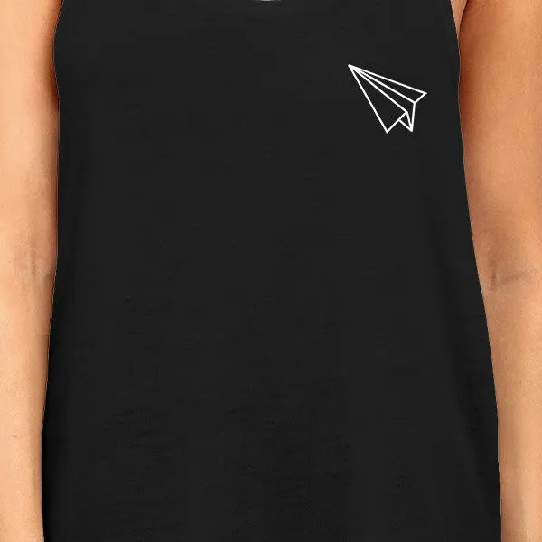 Origami Plane And Boat BFF Matching Black Tank Tops