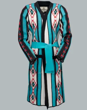 Outback Trading Company Women's Carrie Turquoise Aztec Duster Cardigan 40243-TUR