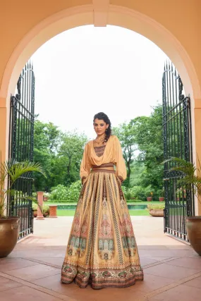 Pastel Orange Ethnic Printed Skirt Top