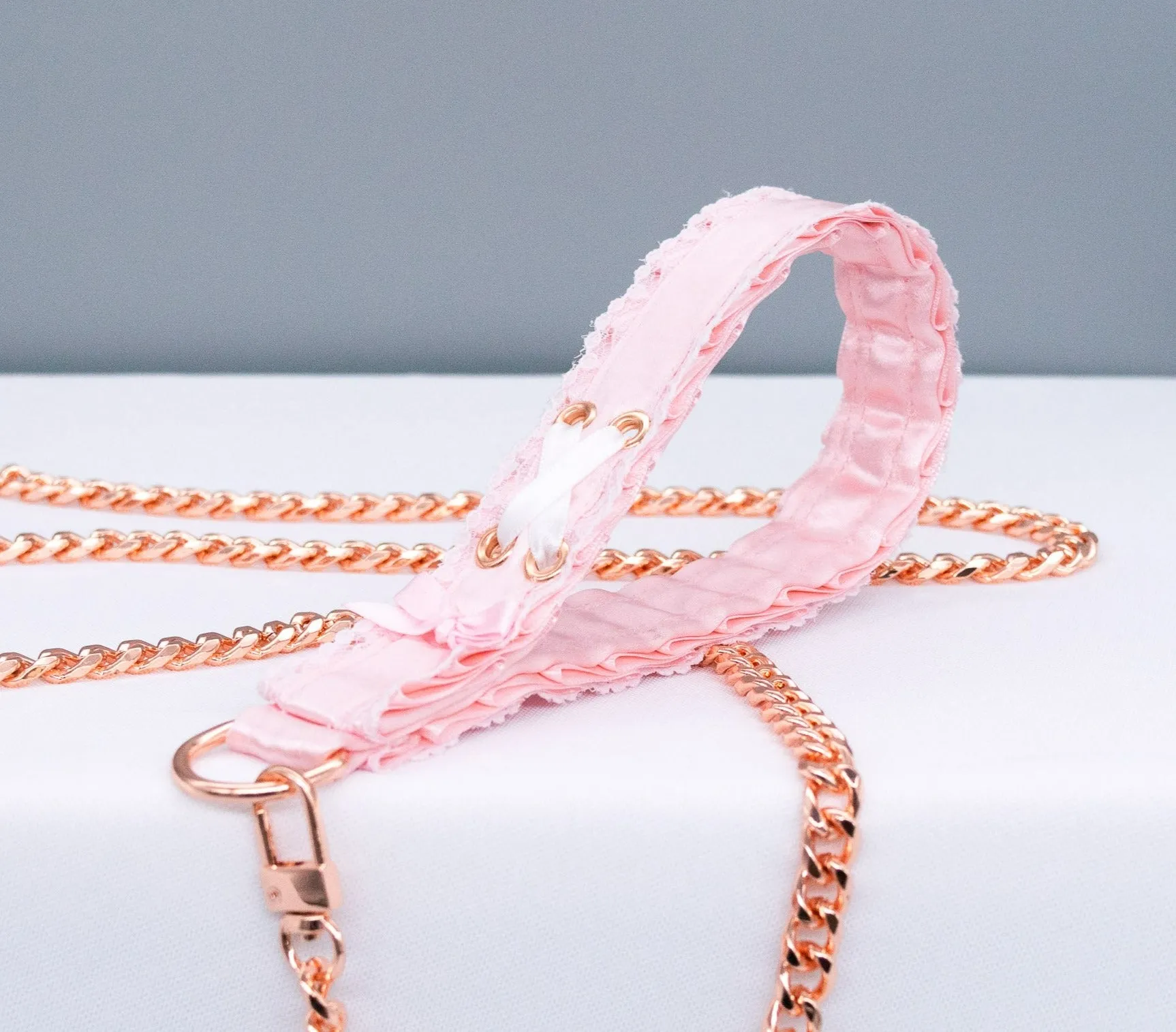 Pink Lace Corset Rose Gold Leash