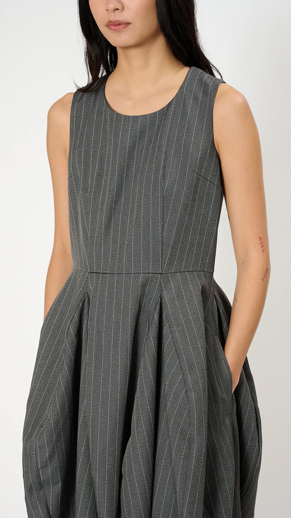 Pinstripe Dress in Gray