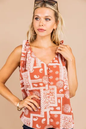 Please Be The One Salmon Orange Paisley Tank