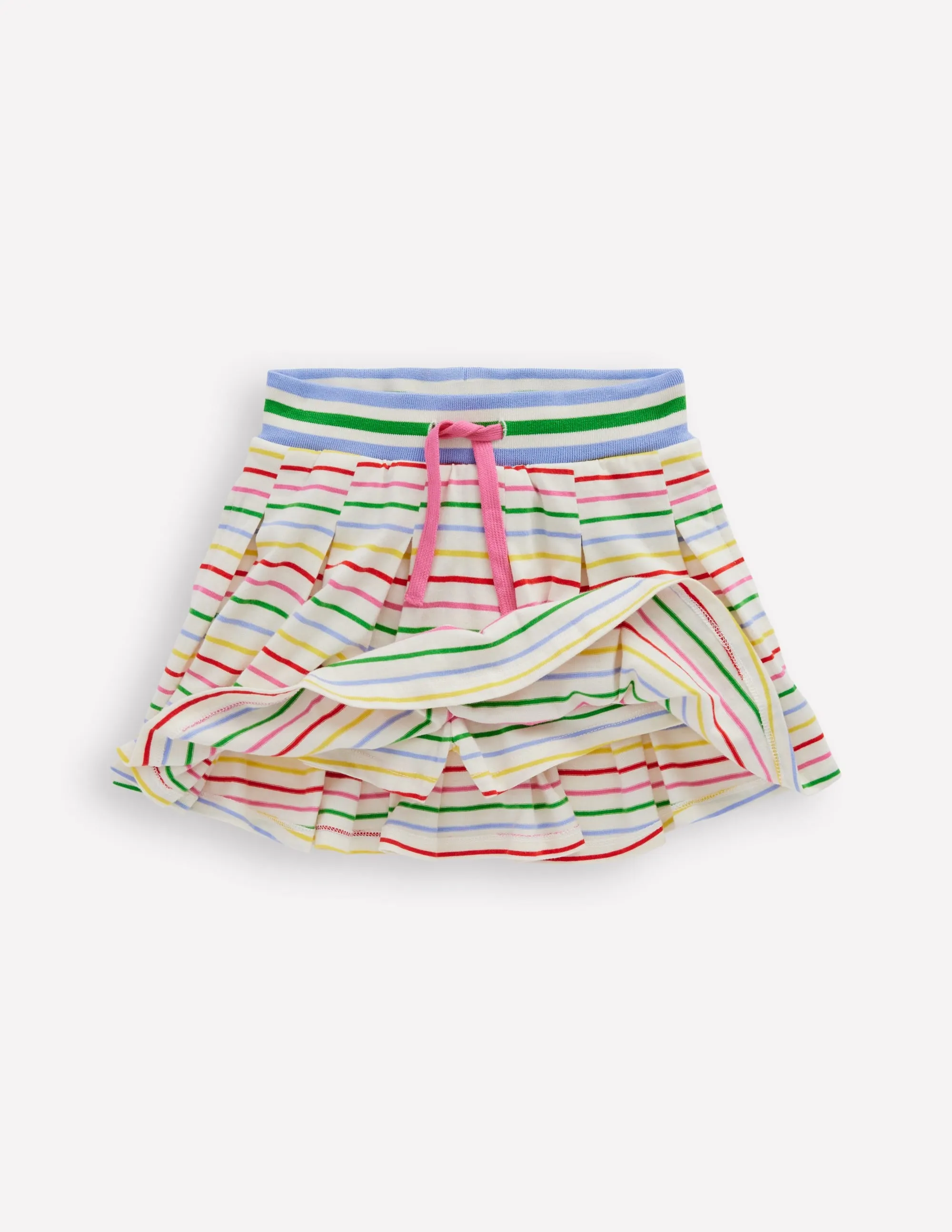 Pleated Jersey Skort-Multi Stripe