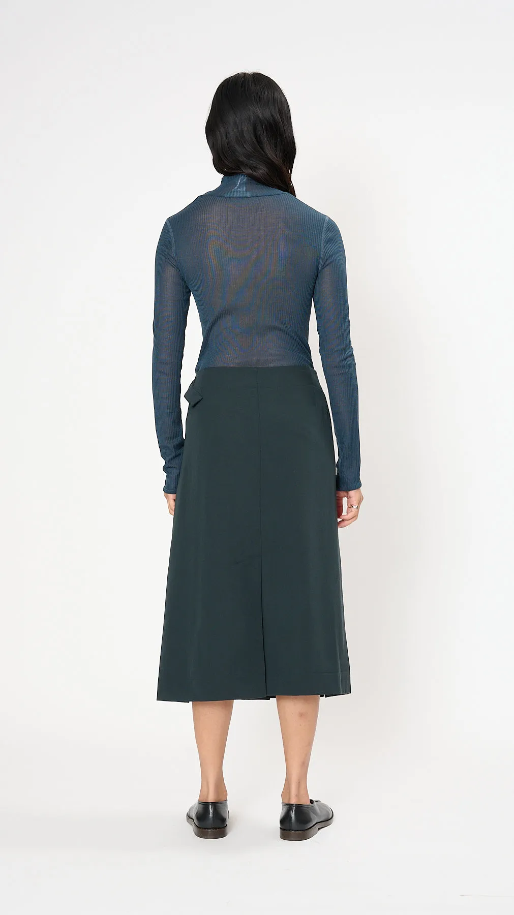 Pleated Wrap Skirt in Caviar