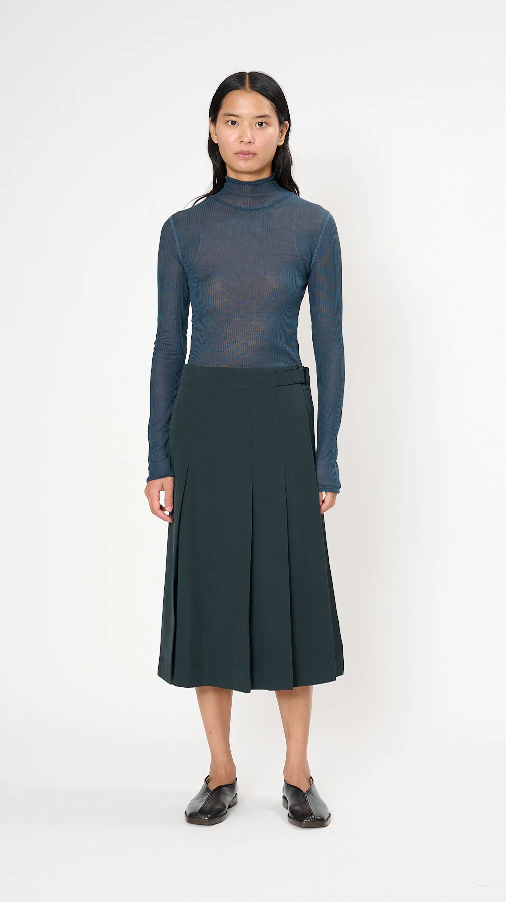 Pleated Wrap Skirt in Caviar