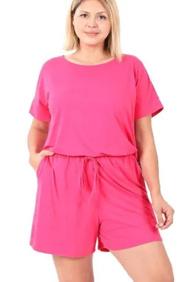 Plus Brushed Dty Romper With Pockets