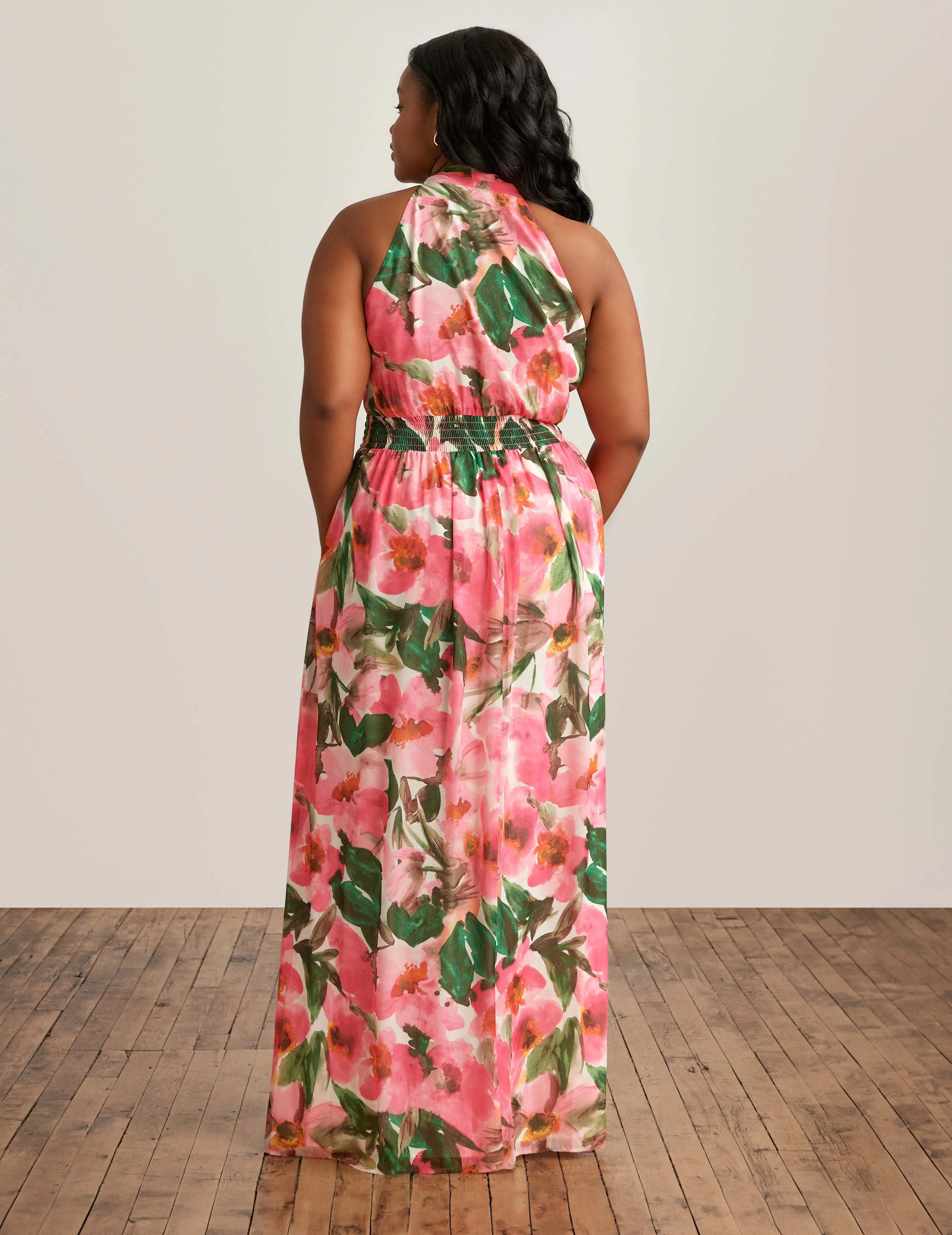 Plus Size Halter Neck Bow Maxi - Sale