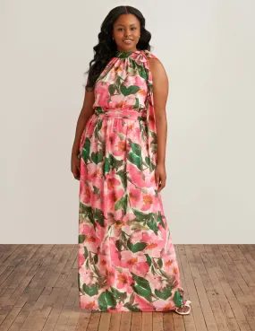 Plus Size Halter Neck Bow Maxi - Sale