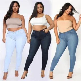 Plus Size High Waist Skinny Jeans for Women | XL-5XL Stretch Denim Pencil Pants | Casual Fit