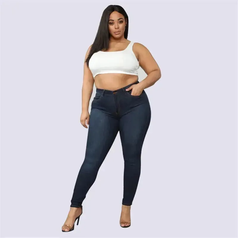 Plus Size High Waist Skinny Jeans for Women | XL-5XL Stretch Denim Pencil Pants | Casual Fit