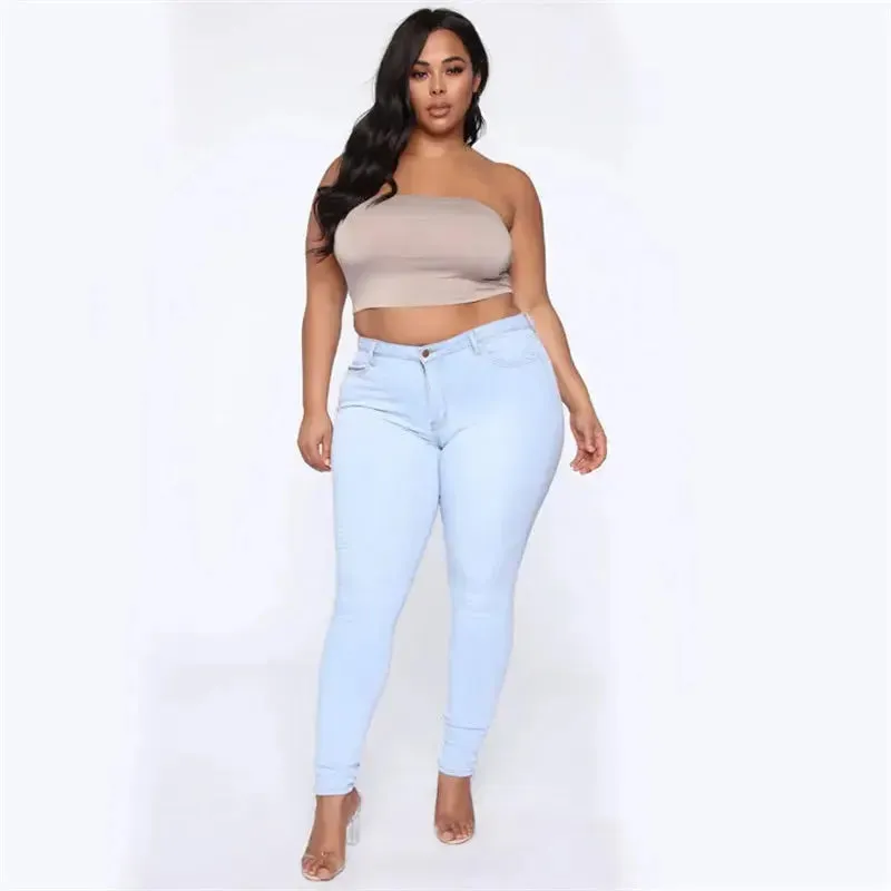 Plus Size High Waist Skinny Jeans for Women | XL-5XL Stretch Denim Pencil Pants | Casual Fit