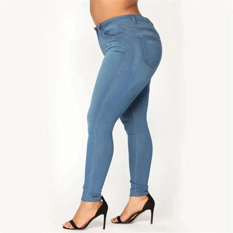 Plus Size High Waist Skinny Jeans for Women | XL-5XL Stretch Denim Pencil Pants | Casual Fit