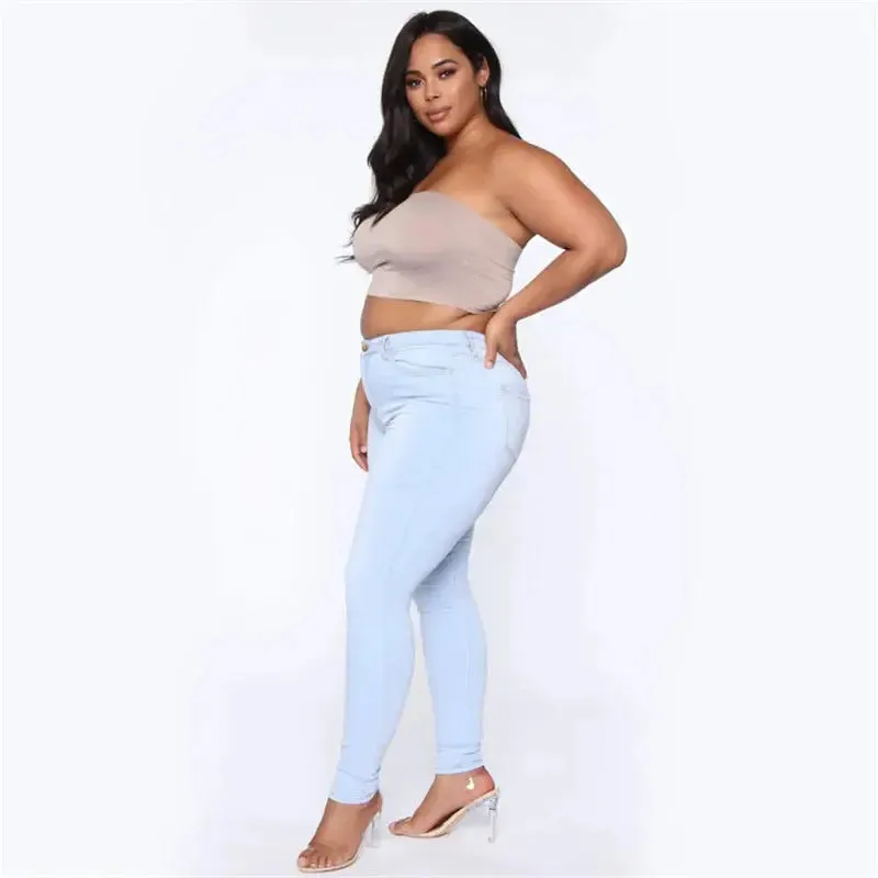 Plus Size High Waist Skinny Jeans for Women | XL-5XL Stretch Denim Pencil Pants | Casual Fit