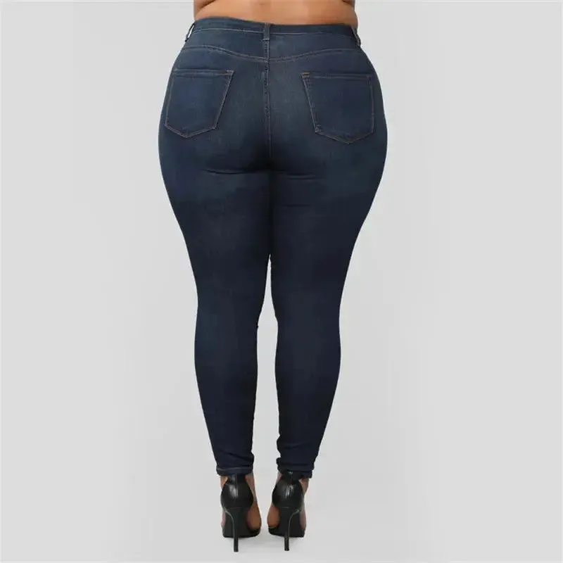 Plus Size High Waist Skinny Jeans for Women | XL-5XL Stretch Denim Pencil Pants | Casual Fit