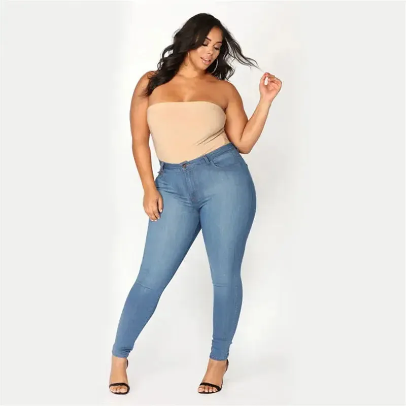 Plus Size High Waist Skinny Jeans for Women | XL-5XL Stretch Denim Pencil Pants | Casual Fit