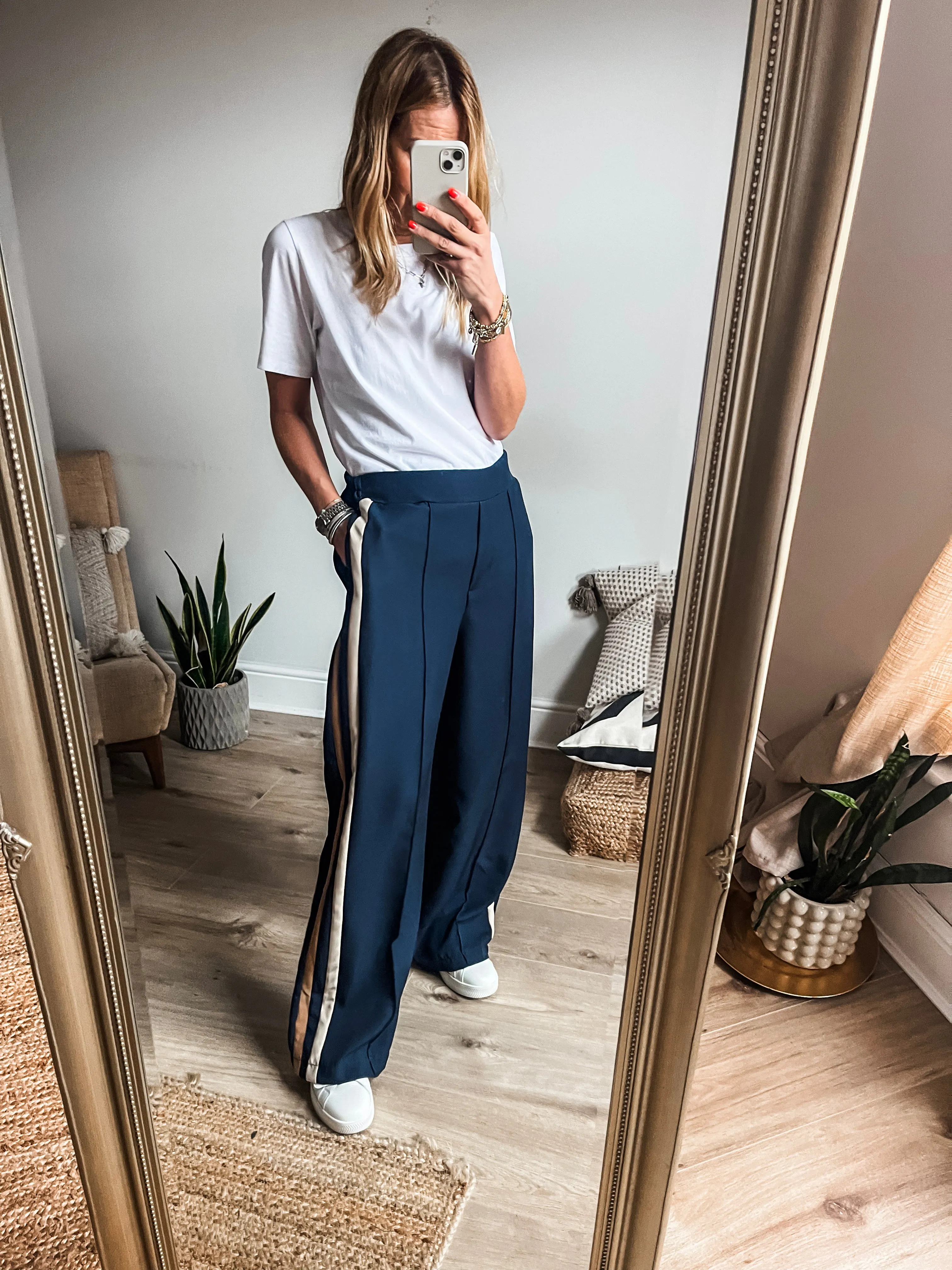 Plus Size Stripe Detail Trousers