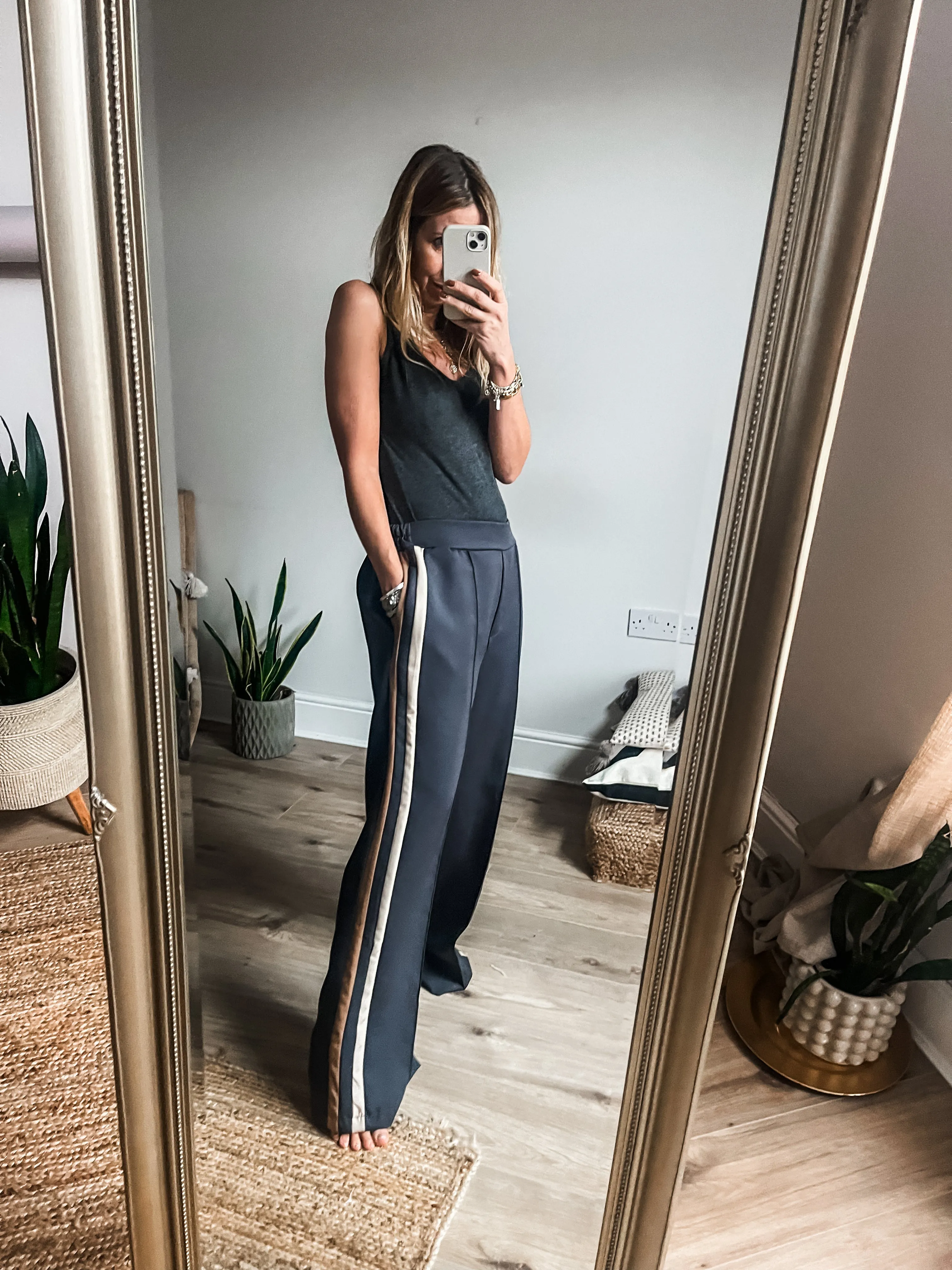 Plus Size Stripe Detail Trousers