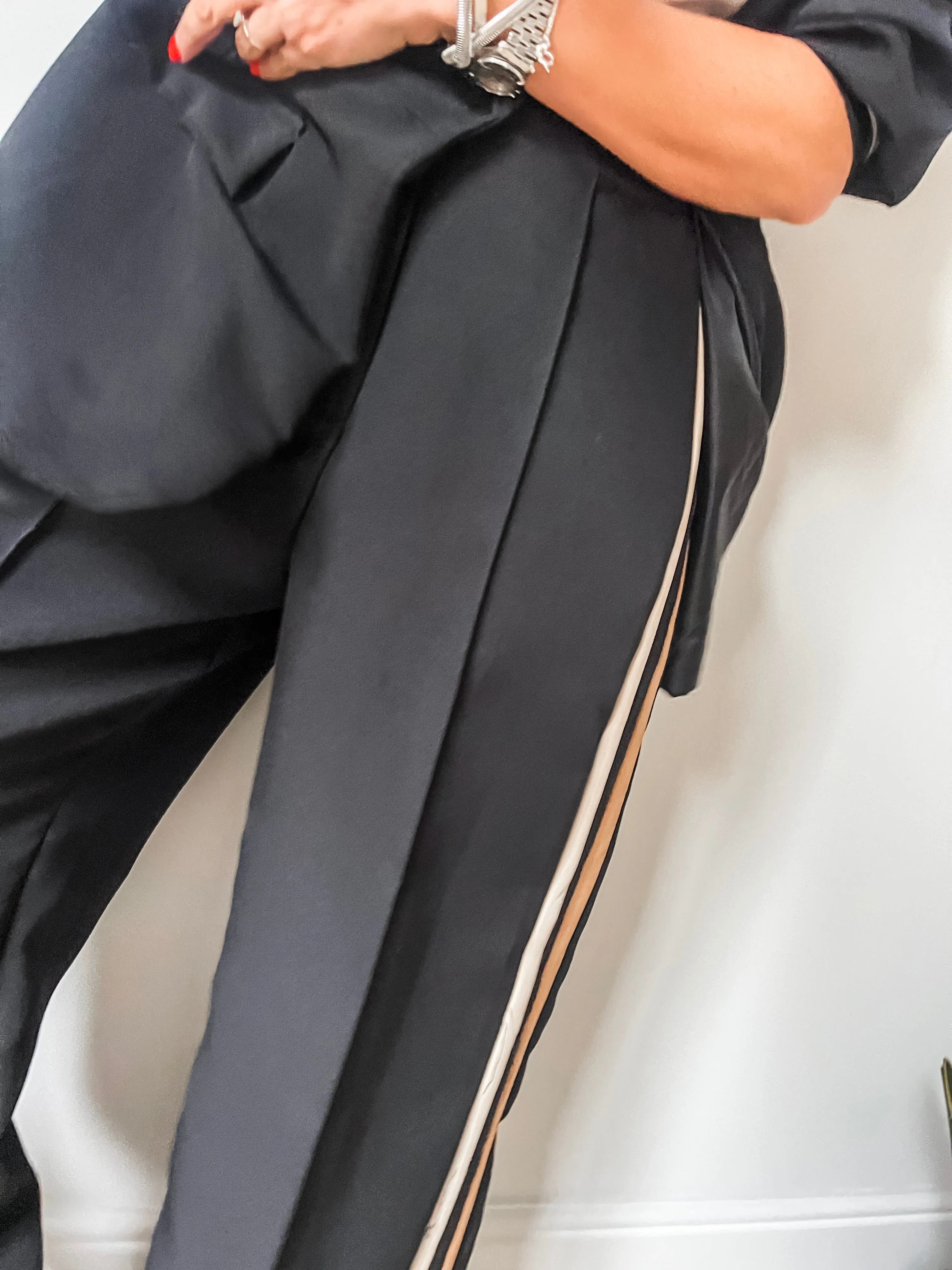 Plus Size Stripe Detail Trousers