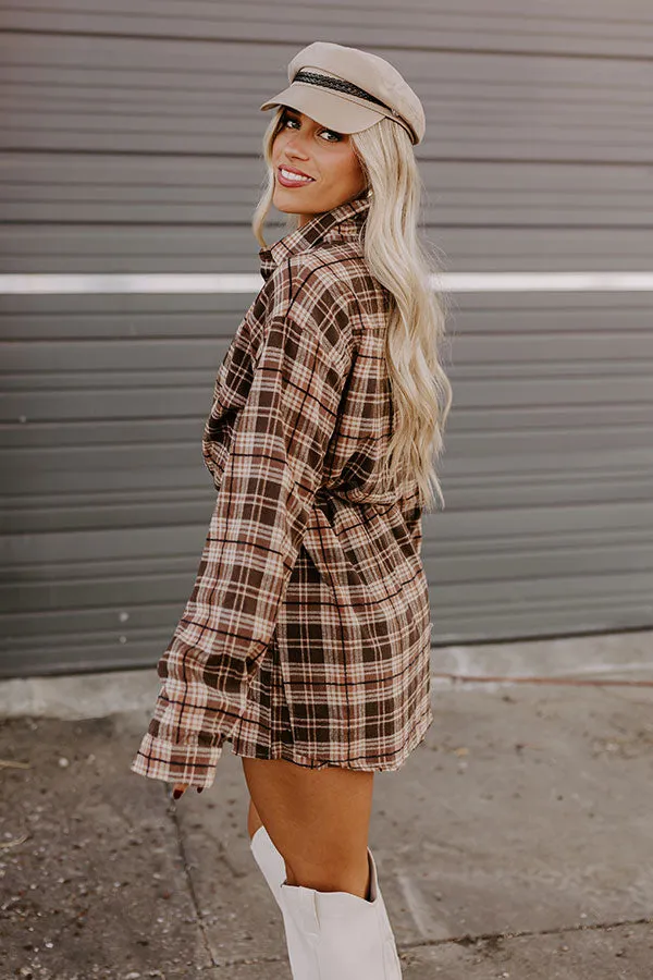 Pumpkin Patch Cutie Flannel Romper in Brown