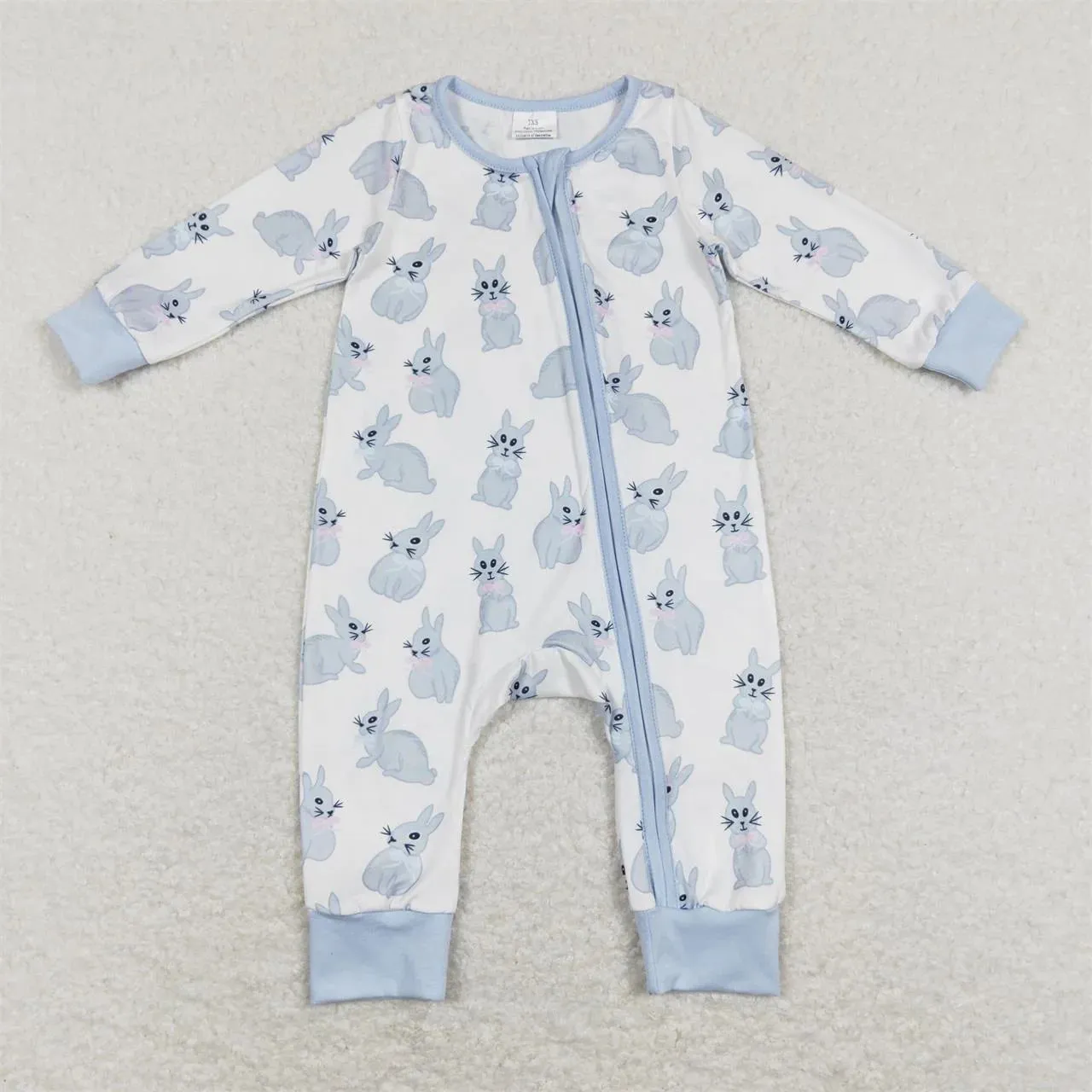 "Blue Bunnies" Spring-Themed Baby's Romper