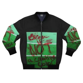 "Don't Hug Me I'm Scared" Bomber Jacket - Green Is Not a Creative Color