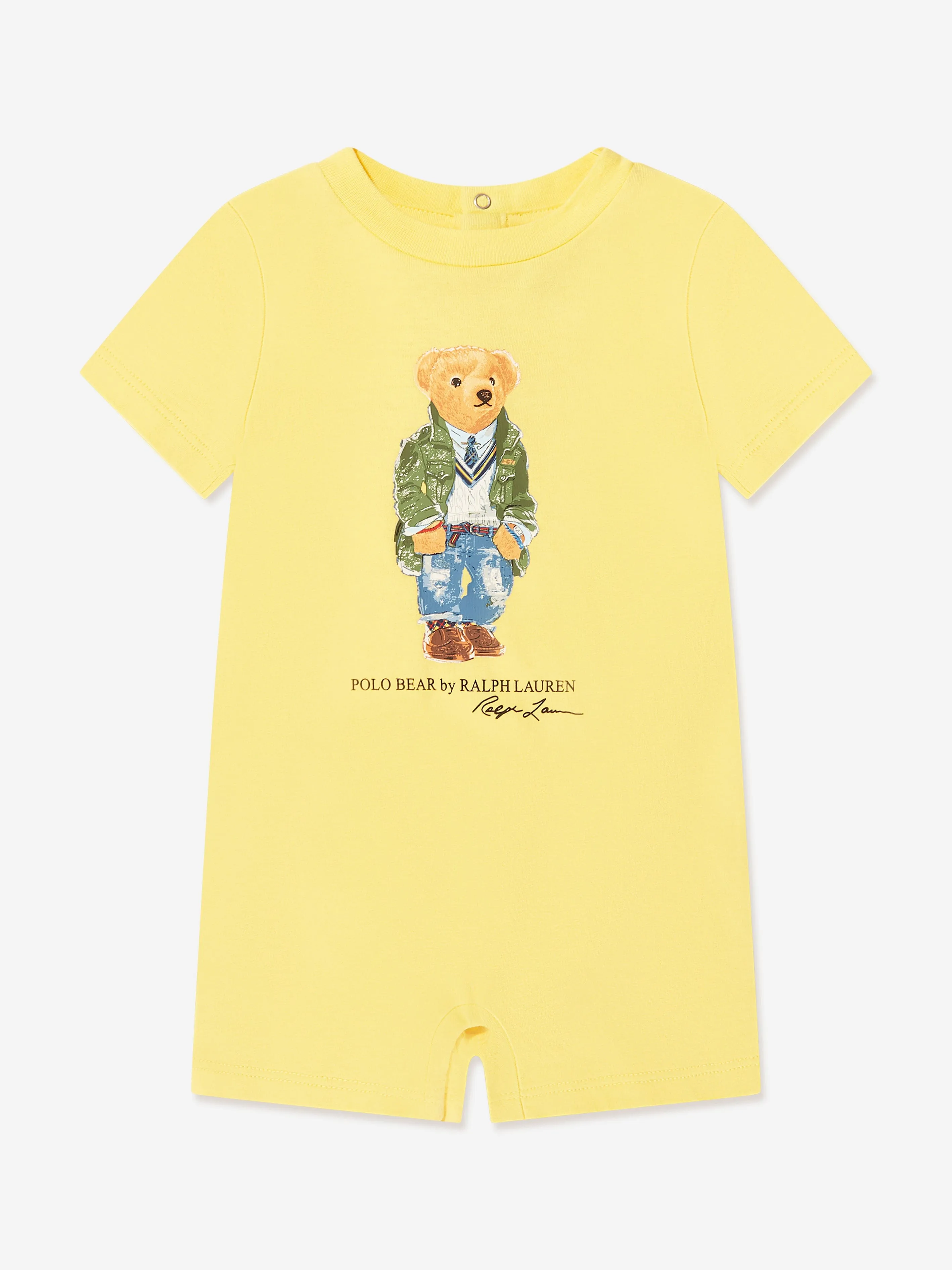 Ralph Lauren Baby Boys Bear Romper in Yellow