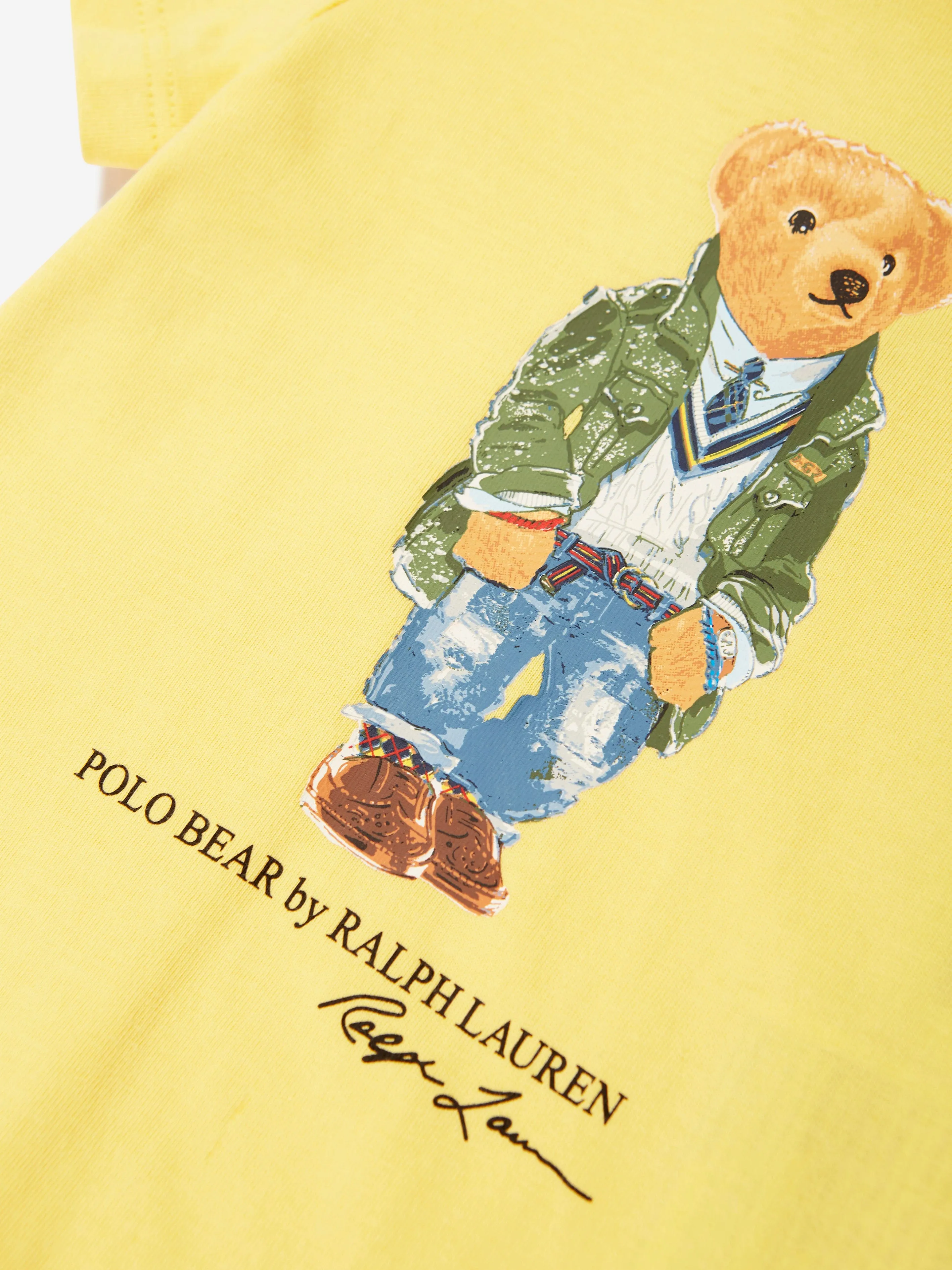 Ralph Lauren Baby Boys Bear Romper in Yellow