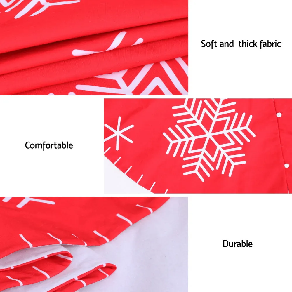 Red 120cm Christmas Tree Skirt with Snowflakes - Jingle Jollys