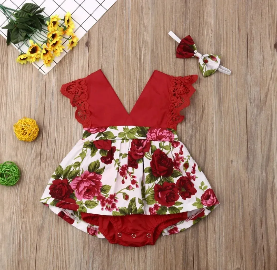 Red Rose Romper Dress #1000264