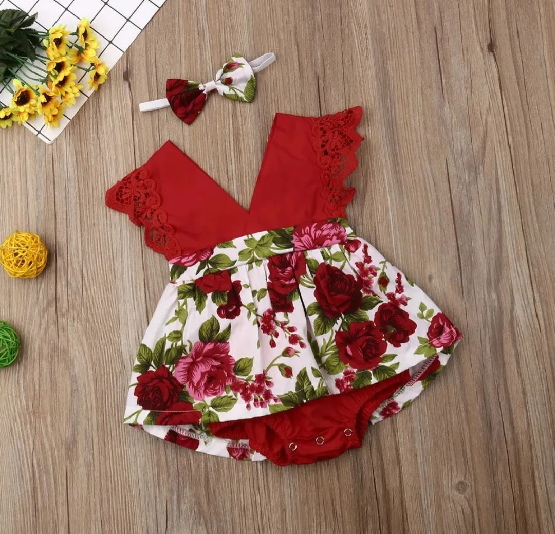 Red Rose Romper Dress #1000264