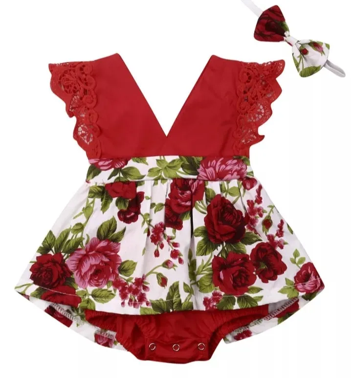 Red Rose Romper Dress #1000264