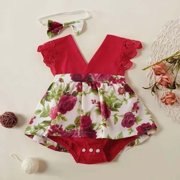 Red Rose Romper Dress #1000264