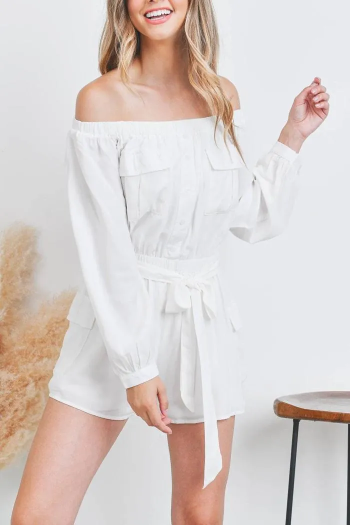 Romper W/Pockets Tie Waist