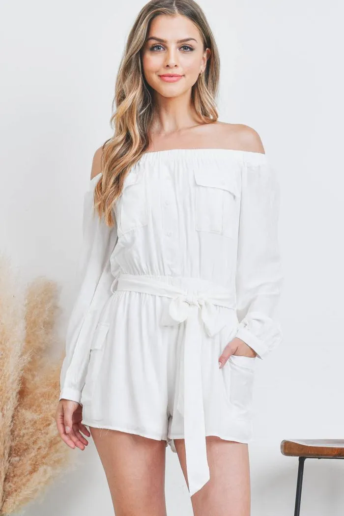 Romper W/Pockets Tie Waist