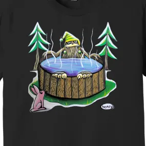 Sasquatch in a Hot Tub Black Unisex T-Shirt | Wearable Art by Seattle Mural Artist Ryan "Henry" Ward