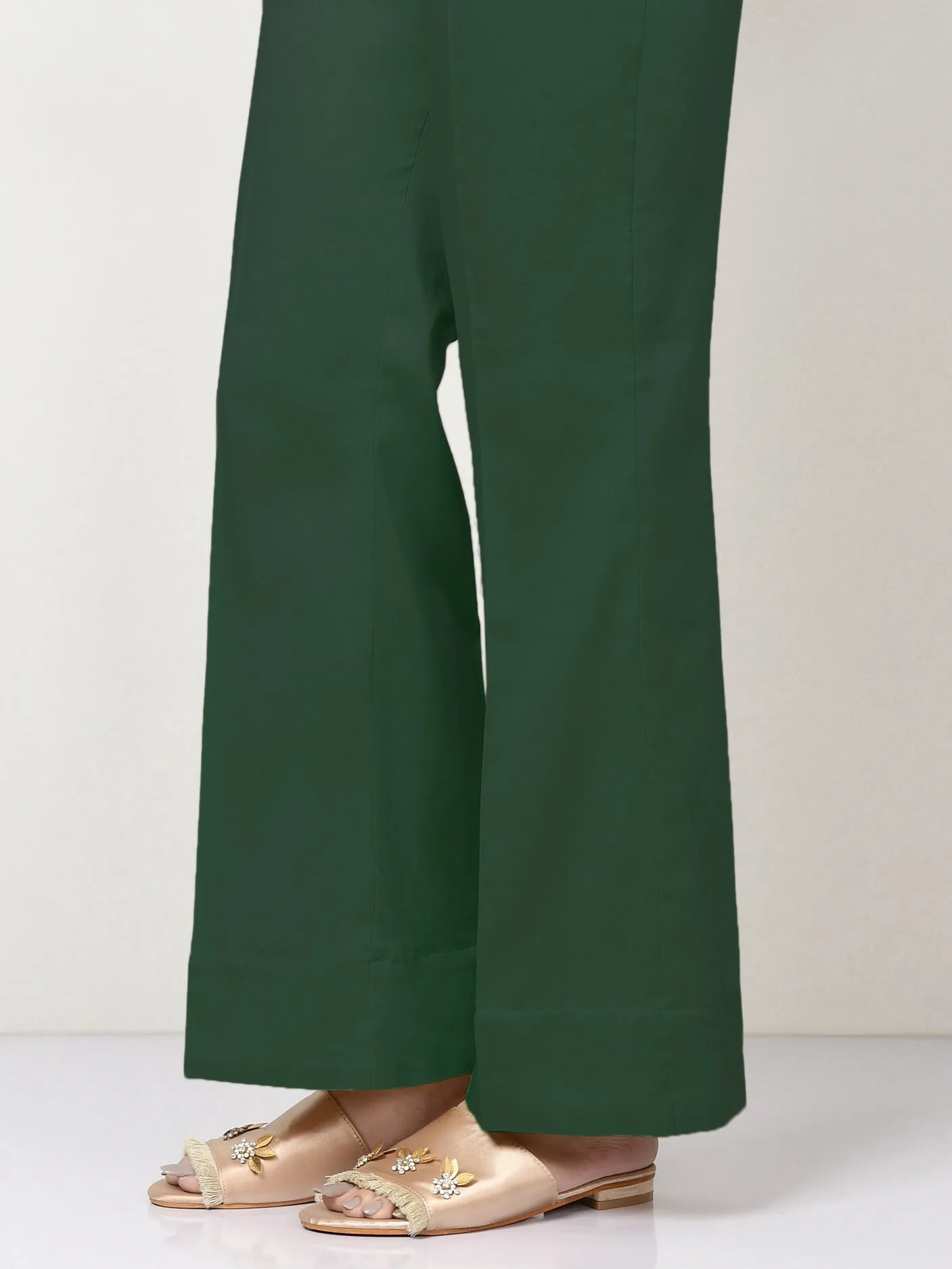 Satin Bootcut Pants - Green