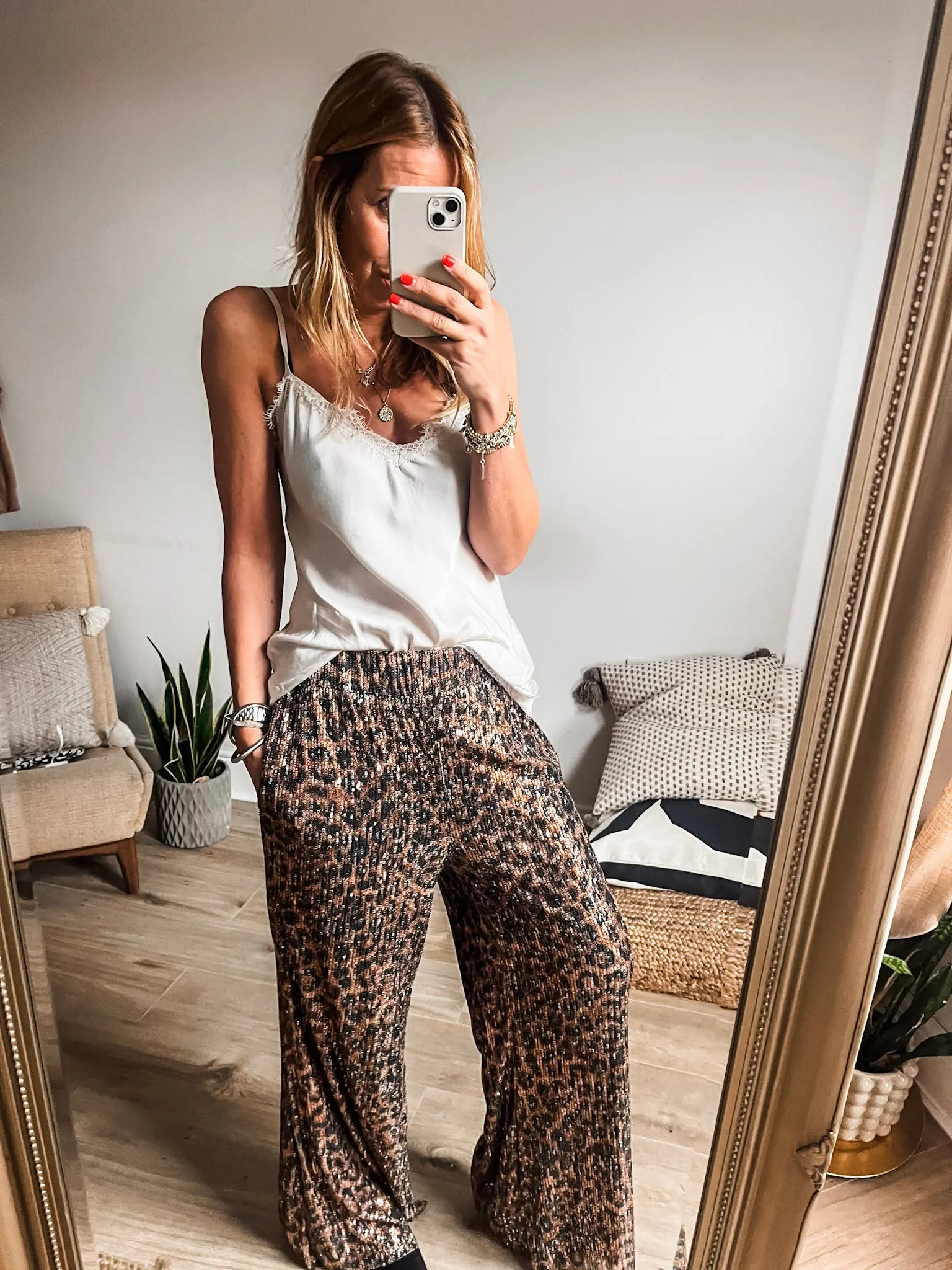 Sequin Leopard Trousers