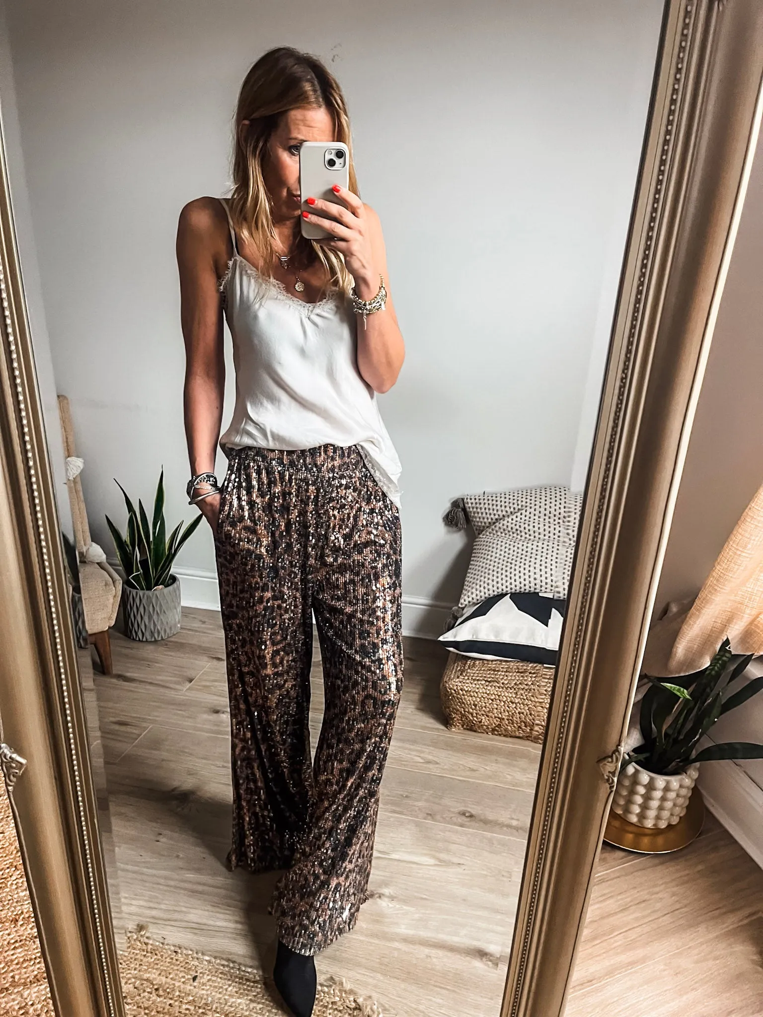 Sequin Leopard Trousers