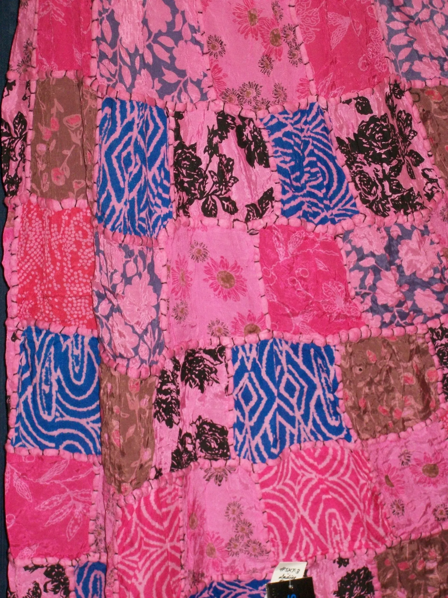 Skirt 3241 Pink Blue Printed Crepe  Full Skirt Shieno