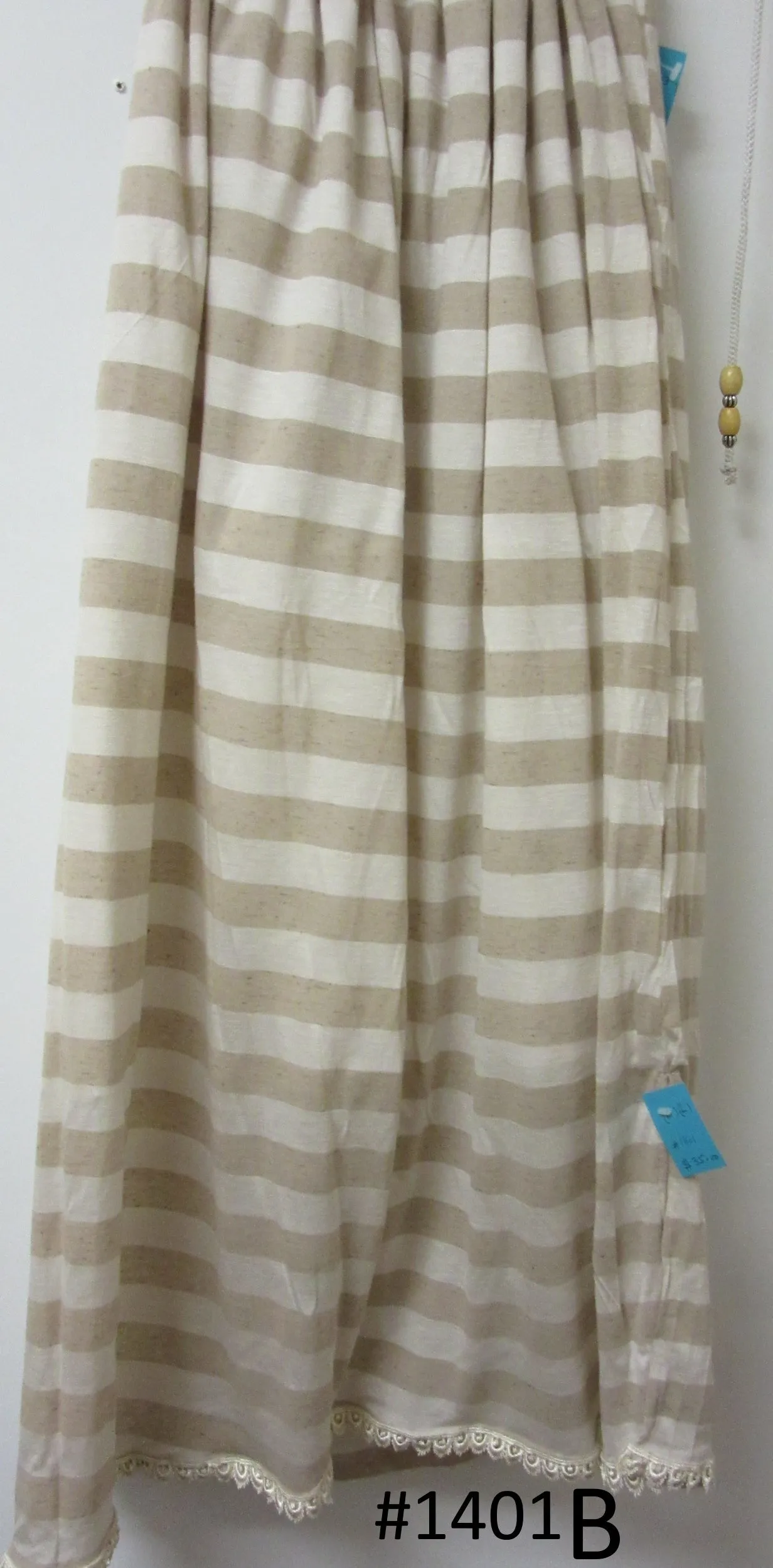 Skirt 6921401b Jersey Polyester White Beige Stripes Long Trendy Skirt