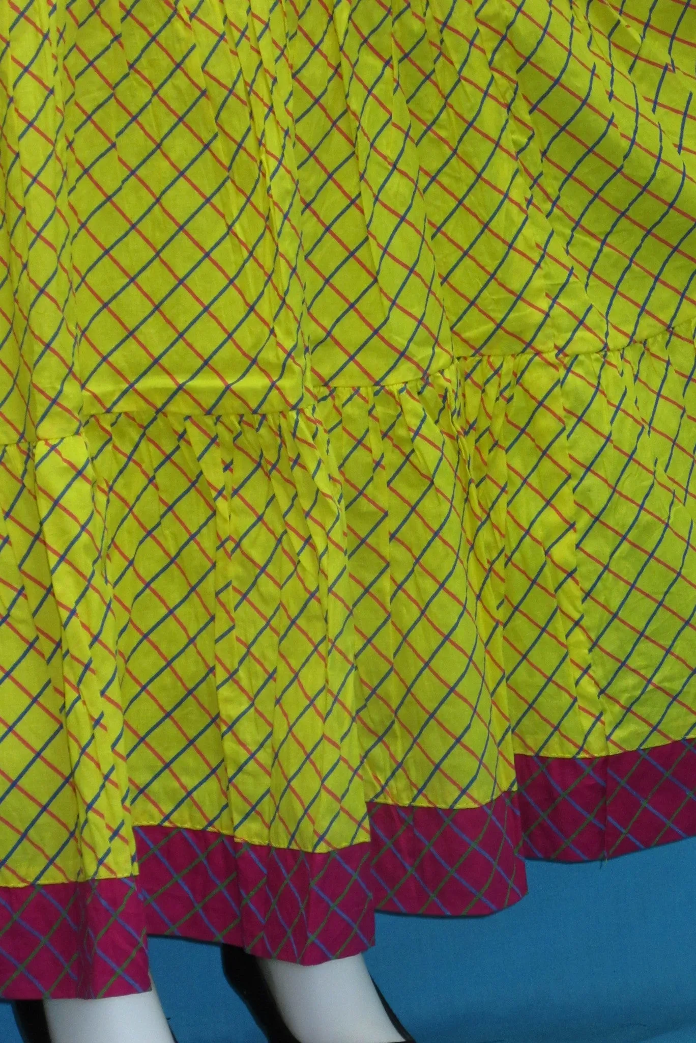 Skirt 7129 Yellow Cotton Printed Long Tyre Skirt Indian Chaniya