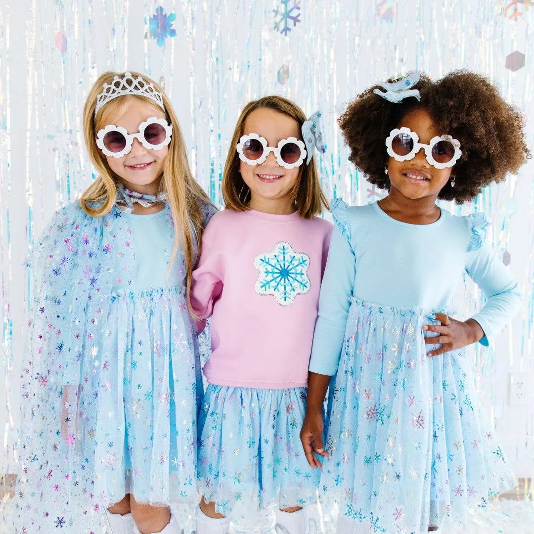 Snow Princess Iridescent Long Sleeve Tutu Dress