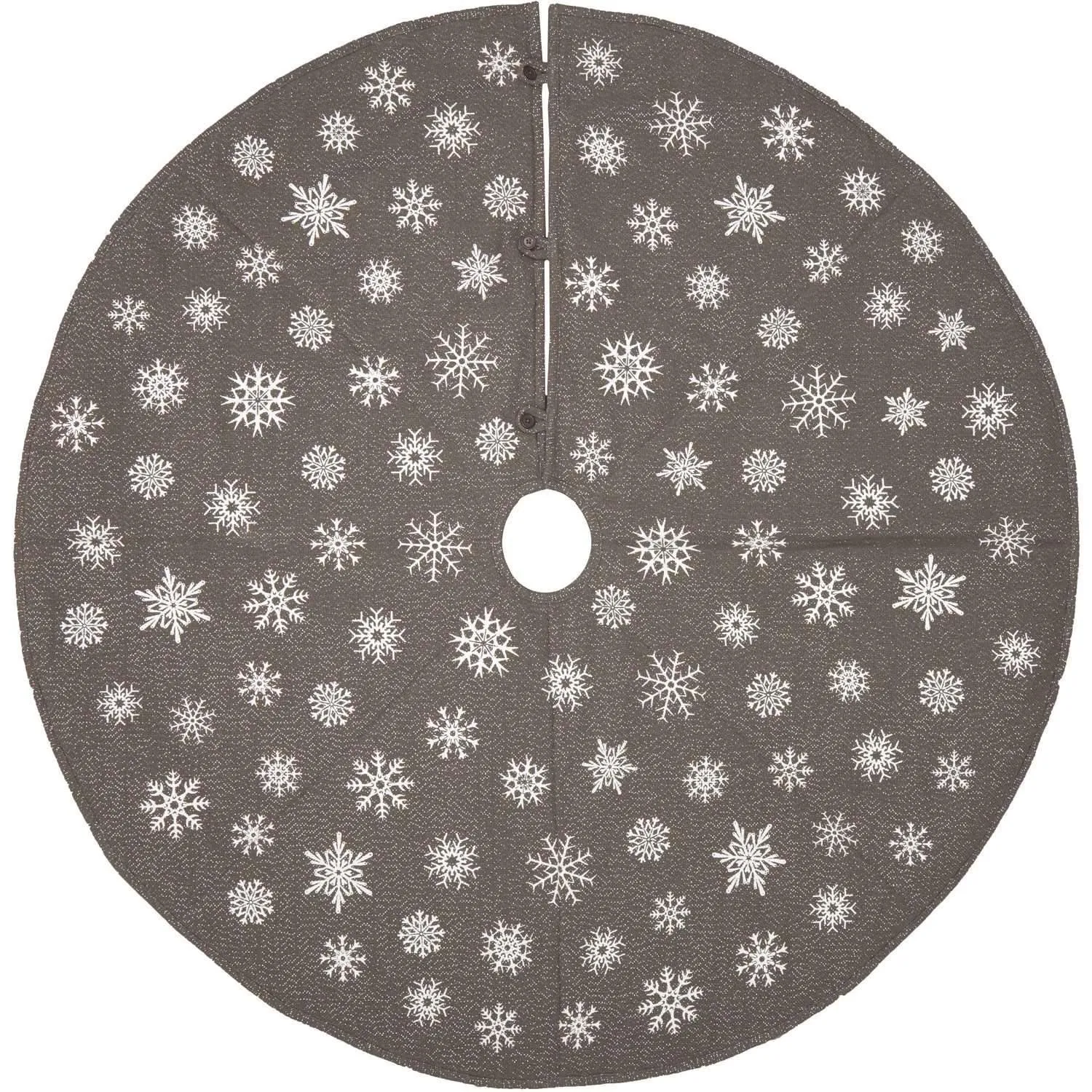 Snowflake Burlap Grey Christmas Tree Skirt 55 VHC Brands