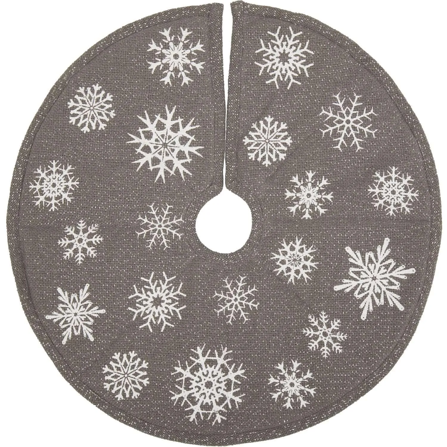 Snowflake Burlap Grey Mini Christmas Tree Skirt 21 VHC Brands