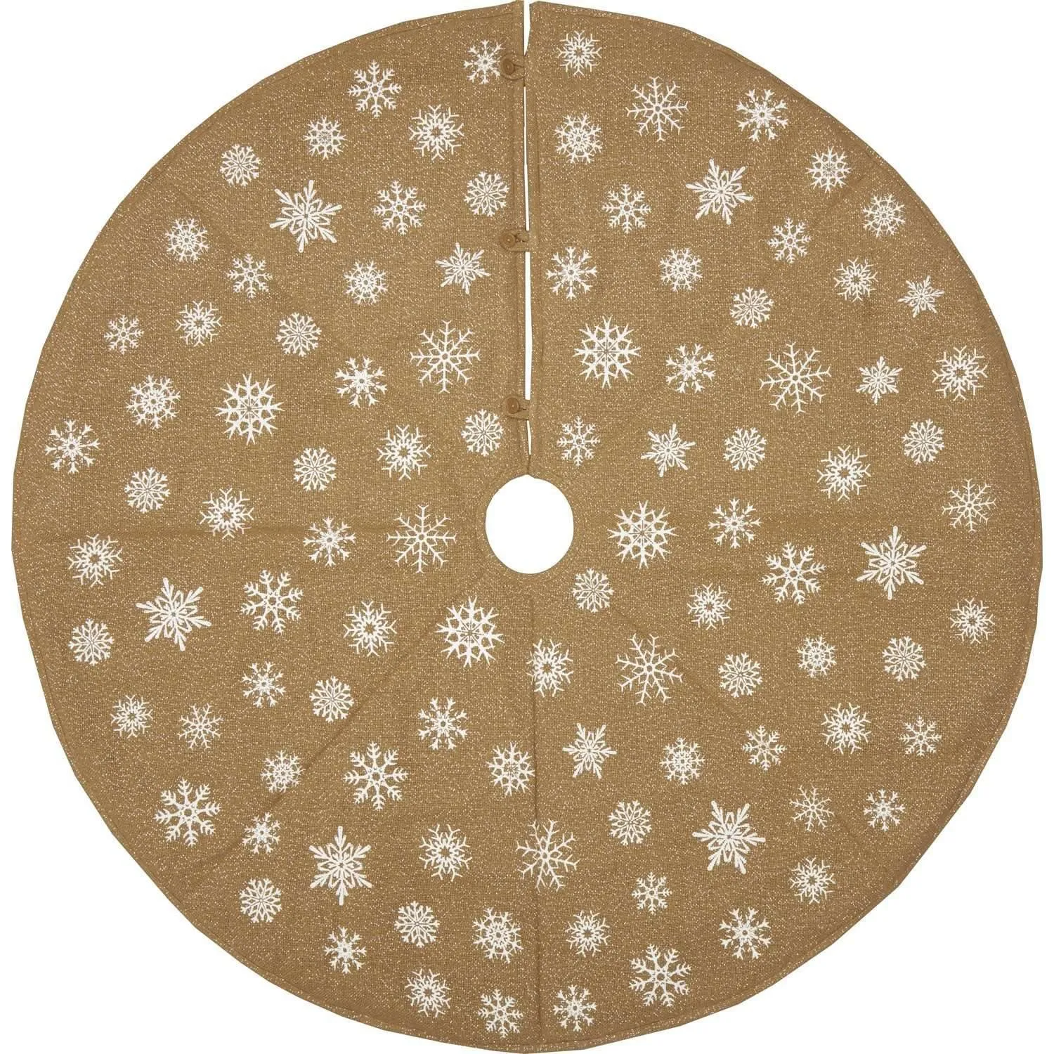 Snowflake Burlap Natural Christmas Tree Skirt 55 VHC Brands