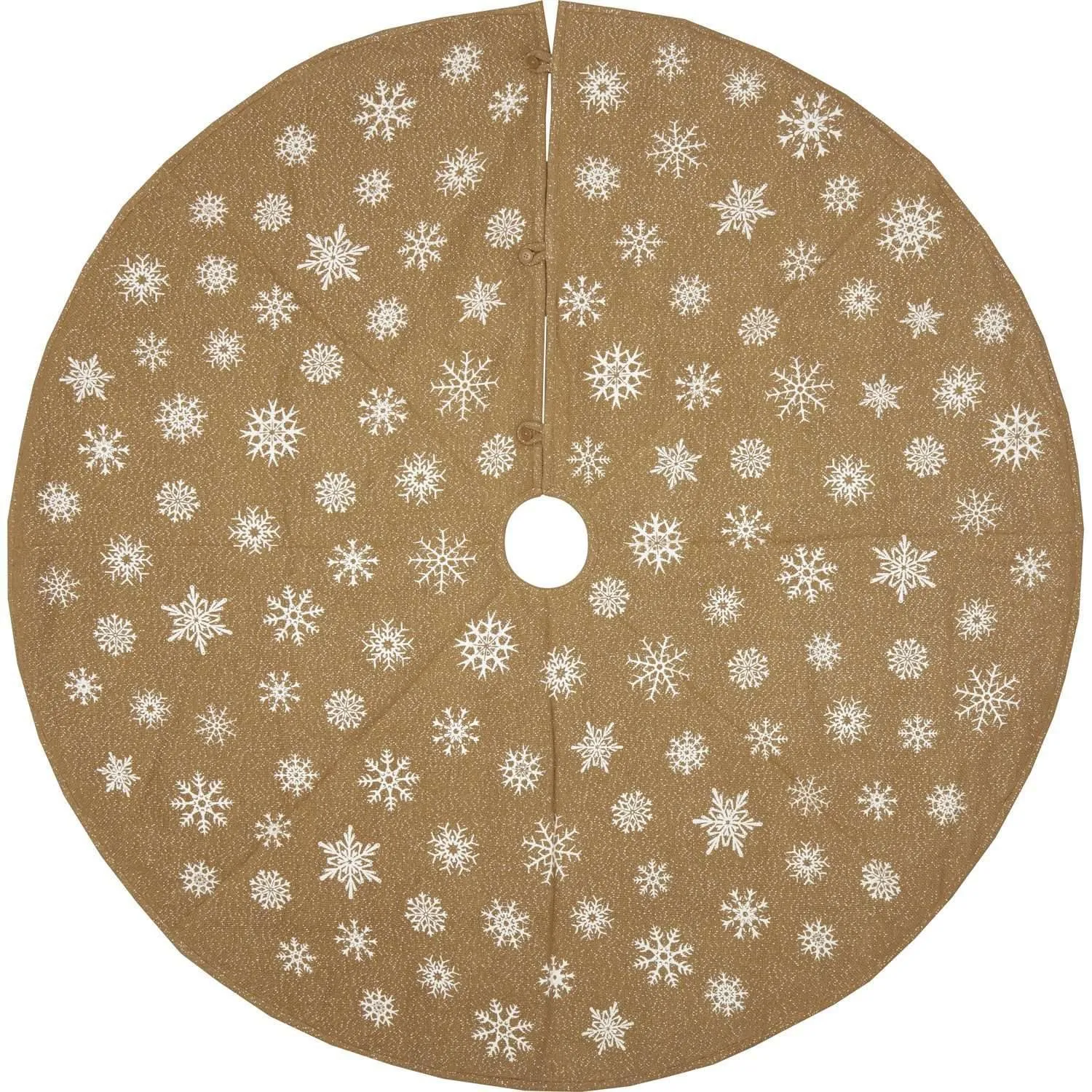 Snowflake Burlap Natural Christmas Tree Skirt 60 VHC Brands