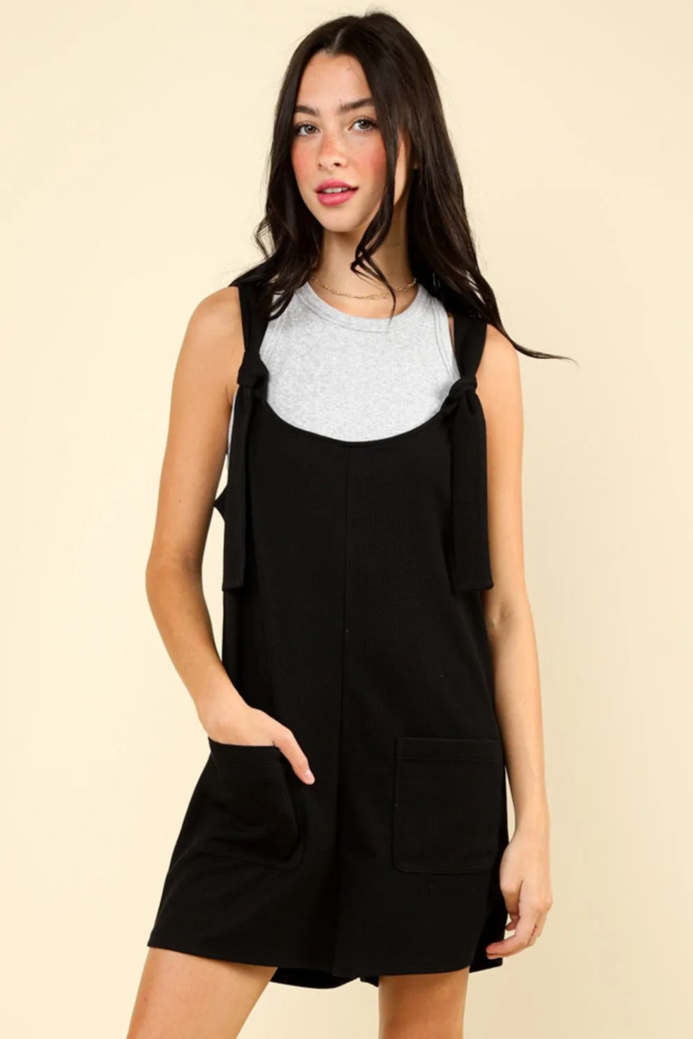 Solid Casual Knit Romper