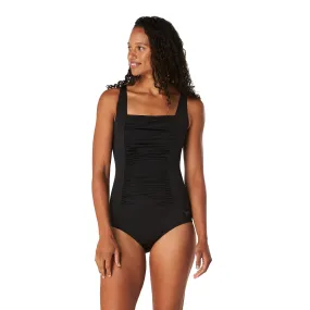 Speedo Adjustable Solid Shirred Tank - Black